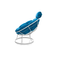 Кресло M-GROUP ПАПАСАН мини без ротанга белое, голубая подушка 12060103