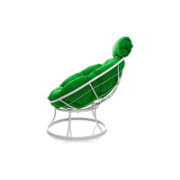 Кресло M-GROUP ПАПАСАН мини без ротанга белое, зелёная подушка 12060104