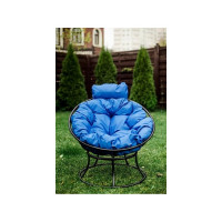 Кресло M-GROUP ПАПАСАН мини без ротанга чёрное, синяя подушка 12060410