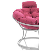 Кресло M-GROUP ПАПАСАН мини без ротанга белое, розовая подушка 12060108