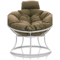 Кресло M-GROUP ПАПАСАН мини без ротанга белое, бежевая подушка 12060101