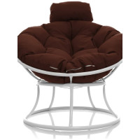 Кресло M-GROUP ПАПАСАН мини без ротанга белое, коричневая подушка 12060105