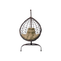 Подвесное кресло ООО Макс Мастер КАПЛЯ ЛОРИ, с ротангом коричневое, бежевая подушка 11530201