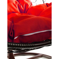 Подвесное кресло M-GROUP КРУГ с ротангом коричневое, красная подушка 11050206