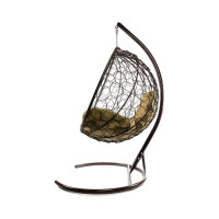 Подвесное кресло M-GROUP КРУГ с ротангом коричневое, бежевая подушка 11050201