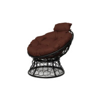 Кресло M-GROUP ПАПАСАН мини с ротангом чёрное, коричневая подушка 12070405