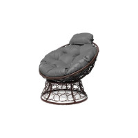 Кресло M-GROUP ПАПАСАН мини с ротангом коричневое, серая подушка 12070209