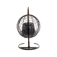 Подвесное кресло M-GROUP КРУГ с ротангом коричневое, серая подушка 11050209