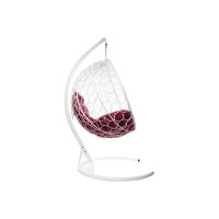 Подвесное кресло M-GROUP КРУГ с ротангом белое, бордовая подушка 11050102