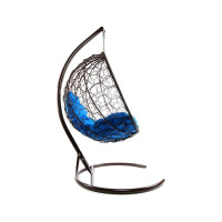 Подвесное кресло M-GROUP КРУГ с ротангом коричневое, синяя подушка 11050210
