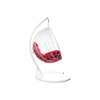 Подвесное кресло M-GROUP КРУГ с ротангом белое, красная подушка 11050106