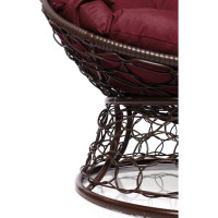 Кресло M-GROUP ПАПАСАН мини с ротангом коричневое, бордовая подушка 12070202