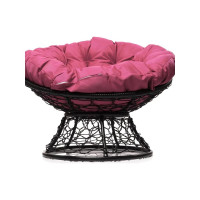 Кресло M-GROUP ПАПАСАН с ротангом чёрное, розовая подушка 12020408