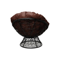 Кресло M-GROUP ПАПАСАН с ротангом чёрное, коричневая подушка 12020405