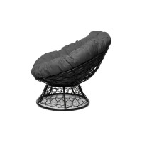 Кресло M-GROUP ПАПАСАН с ротангом чёрное, серая подушка 12020409