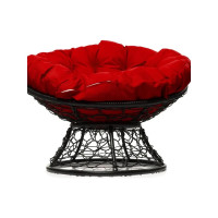 Кресло M-GROUP ПАПАСАН с ротангом чёрное, красная подушка 12020406