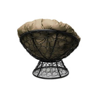 Кресло M-GROUP ПАПАСАН с ротангом чёрное, бежевая подушка 12020401