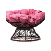 Кресло M-GROUP ПАПАСАН с ротангом коричневое, розовая подушка 12020208