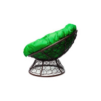 Кресло M-GROUP ПАПАСАН с ротангом коричневое, зелёная подушка 12020204