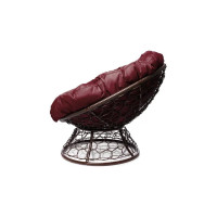 Кресло M-GROUP ПАПАСАН с ротангом коричневое, бордовая подушка 12020202