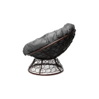 Кресло M-GROUP ПАПАСАН с ротангом коричневое, серая подушка 12020209