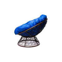 Кресло M-GROUP ПАПАСАН с ротангом коричневое, синяя подушка 12020210