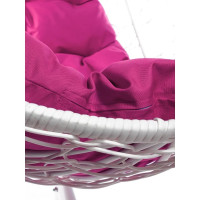 Подвесное кресло M-GROUP КАПЛЯ с ротангом белое, розовая подушка 11020108