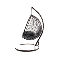 Подвесное кресло M-GROUP КАПЛЯ с ротангом коричневое, серая подушка 11020209