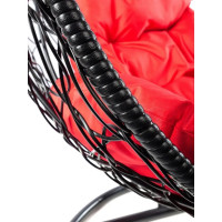 Подвесное кресло M-GROUP КАПЛЯ с ротангом чёрное, красная подушка 11020406