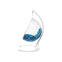 Подвесное кресло M-GROUP КАПЛЯ с ротангом белое, синяя подушка 11020110