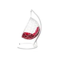 Подвесное кресло M-GROUP КАПЛЯ с ротангом белое, красная подушка 11020106