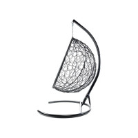 Подвесное кресло M-GROUP КАПЛЯ с ротангом чёрное, синяя подушка 11020410