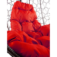 Подвесное кресло M-GROUP КАПЛЯ с ротангом коричневое, красная подушка 11020206