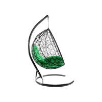 Подвесное кресло M-GROUP КАПЛЯ с ротангом чёрное, зелёная подушка 11020404