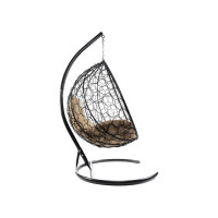 Подвесное кресло M-GROUP КАПЛЯ с ротангом чёрное, бежевая подушка 11020401