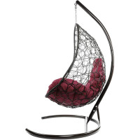 Подвесное кресло M-GROUP ОВАЛ с ротангом коричневое, бордовая подушка 11140202