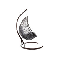 Подвесное кресло M-GROUP ОВАЛ с ротангом коричневое, серая подушка 11140209