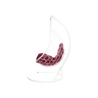 Подвесное кресло M-GROUP ОВАЛ с ротангом белое, бордовая подушка 11140102