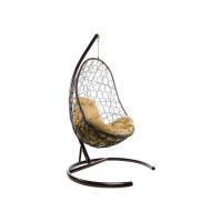 Подвесное кресло M-GROUP ОВАЛ с ротангом коричневое, бежевая подушка 11140201