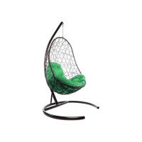 Подвесное кресло M-GROUP ОВАЛ с ротангом коричневое, зелёная подушка 11140204