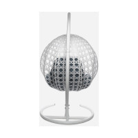 Подвесное кресло M-GROUP КРУГ ЛЮКС с ротангом белое, серая подушка 11060109