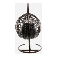 Подвесное кресло M-GROUP КРУГ ЛЮКС с ротангом коричневое, серая подушка 11060209