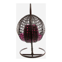 Подвесное кресло M-GROUP КРУГ ЛЮКС с ротангом коричневое, розовая подушка 11060208