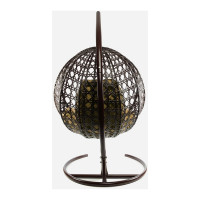 Подвесное кресло M-GROUP КРУГ ЛЮКС с ротангом коричневое, бежевая подушка 11060201