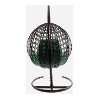 Подвесное кресло M-GROUP КРУГ ЛЮКС с ротангом коричневое, зелёная подушка 11060204