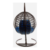 Подвесное кресло M-GROUP КРУГ ЛЮКС с ротангом коричневое, синяя подушка 11060210