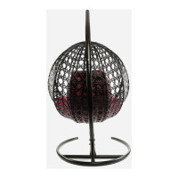 Подвесное кресло M-GROUP КРУГ ЛЮКС с ротангом коричневое, бордовая подушка 11060202