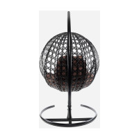 Подвесное кресло M-GROUP КРУГ ЛЮКС с ротангом чёрное, коричневая подушка 11060405