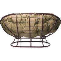 Диван M-GROUP МАМАСАН без ротанга коричневое, бежевая подушка 12100201