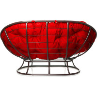 Диван M-GROUP МАМАСАН без ротанга коричневое, красная подушка 12100206